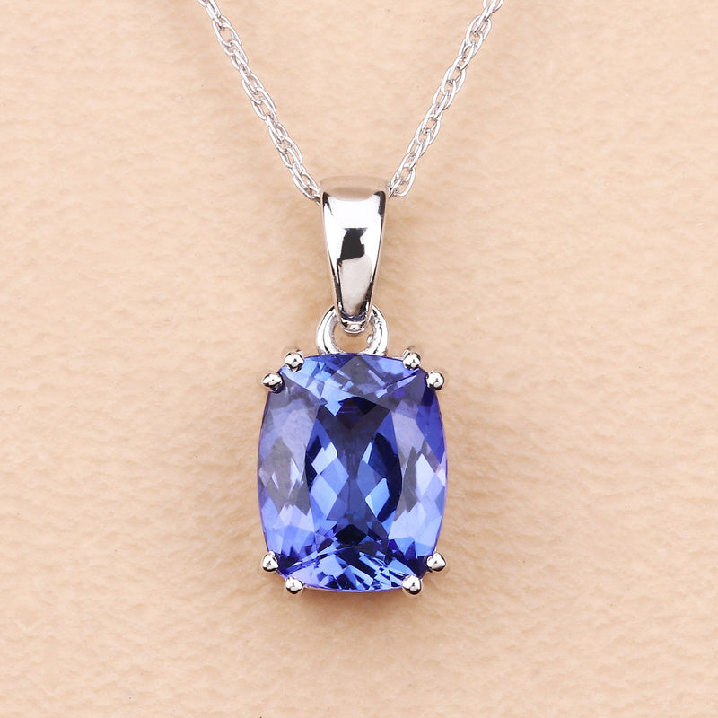 2.10 Carat Genuine Tanzanite 14K White Gold Pendant