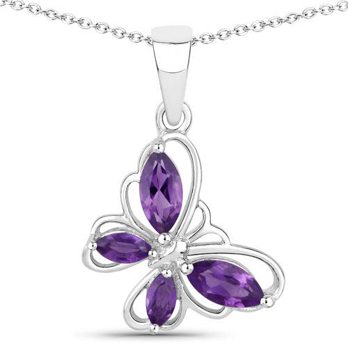 0.60 Carat Genuine Amethyst .925 Sterling Silver Pendant