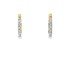 Genuine .07ct Diamond Hoop Earrings 10KT Yellow Gold