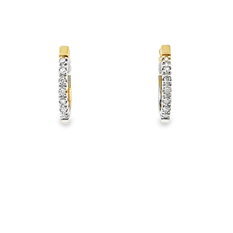 Genuine .07ct Diamond Hoop Earrings 10KT Yellow Gold