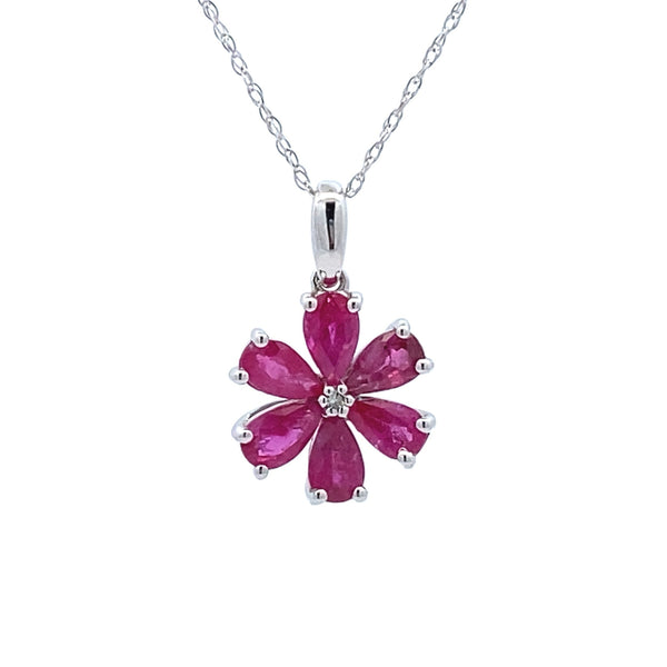 .01ct Ruby Diamond Fashion Pendants 10KT White Gold