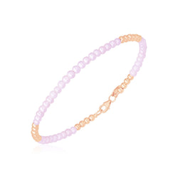 14k Rose Gold High Polish Freshwater Pearl Pallina Bead Bracelet