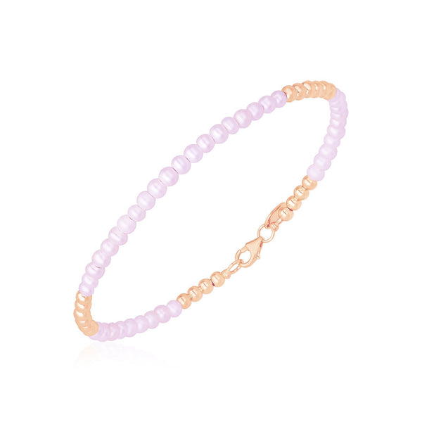 14k Rose Gold High Polish Freshwater Pearl Pallina Bead Bracelet