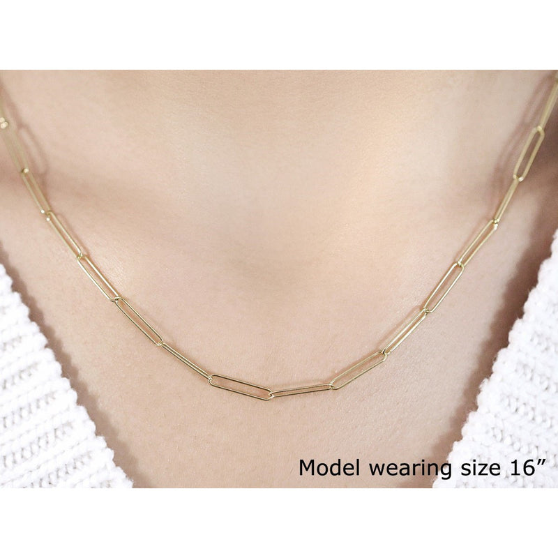 14k Yellow Gold Wire Paperclip Chain (2.7mm)