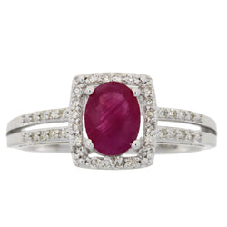 Natural 1.18ct Ruby Diamond Ring 14KT White Gold