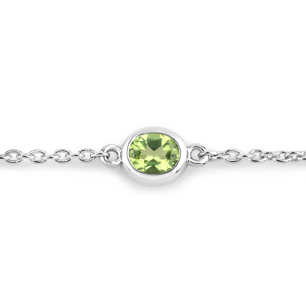 1.75 Carat Genuine Peridot .925 Sterling Silver Bracelet