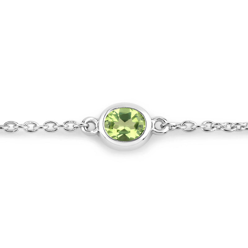 1.75 Carat Genuine Peridot .925 Sterling Silver Bracelet