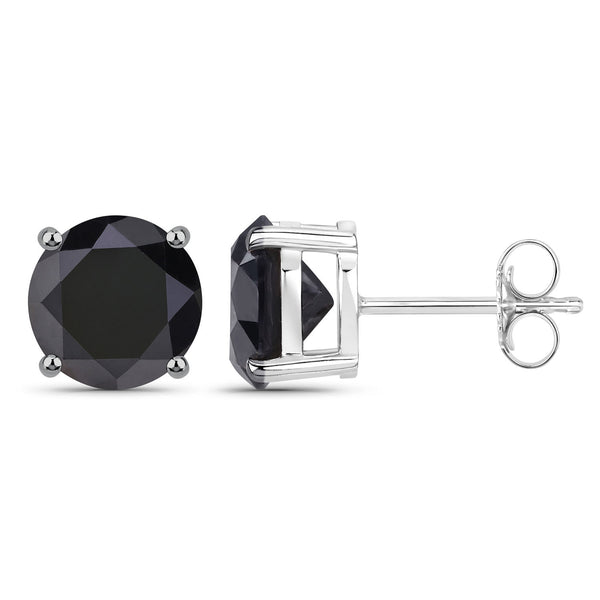 4.81 Carat Genuine Black Diamond 14K White Gold Earrings