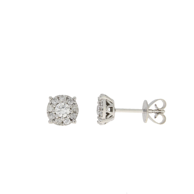 Genuine .53ct Diamond Stud Earrings 14KT White Gold