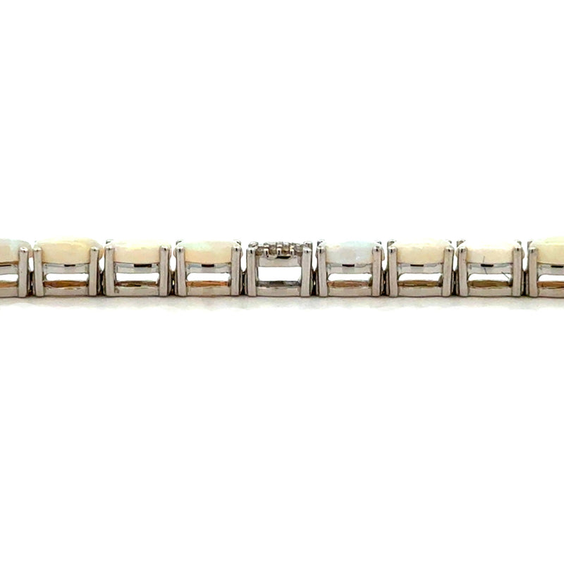 5.11ct Opal Diamond Tennis Bracelet 14KT White Gold