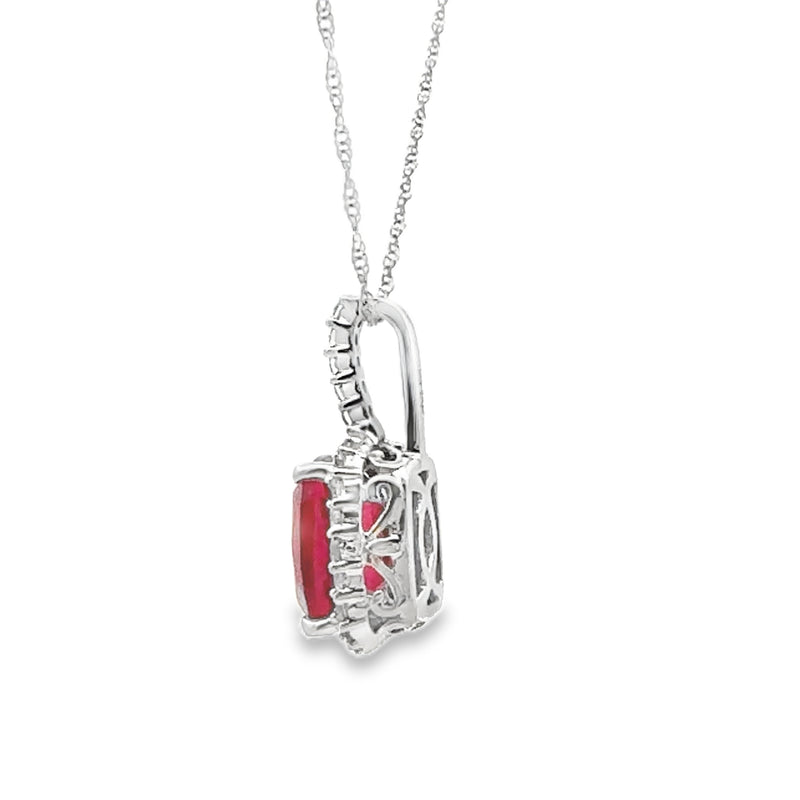 Natural Created Ruby Fashion Pendants 10KT White Gold