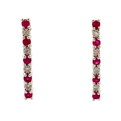 .04ct Ruby Diamond Stick Earrings 14KT White Gold