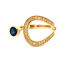 Natural .37ct Sapphire Diamond Ring 14KT Yellow Gold