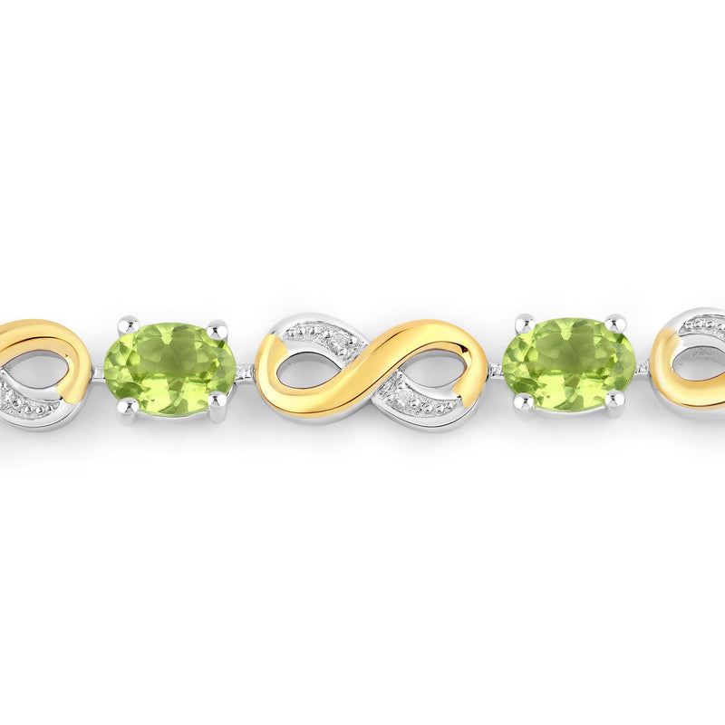 3.38 Carat Genuine Peridot and White Topaz .925 Sterling Silver Bracelet