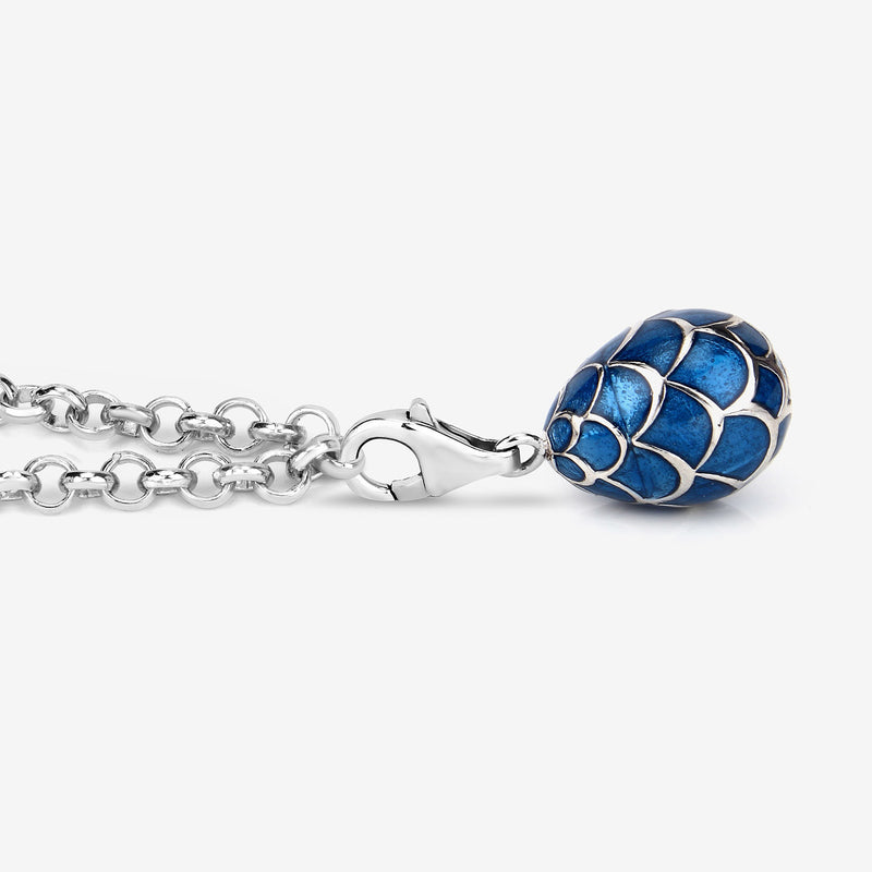 12.22 Grams .925 Sterling Silver Blue Enamel Charm Bracelet