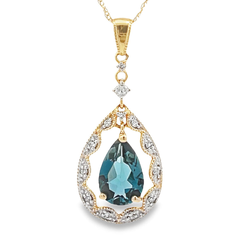 London Blue Topaz Fashion Pendants 14KT Yellow Gold