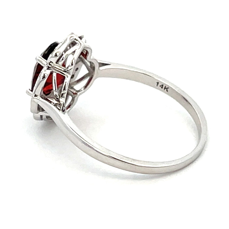 Natural 1.43ct Garnet Diamond Ring 14KT White Gold