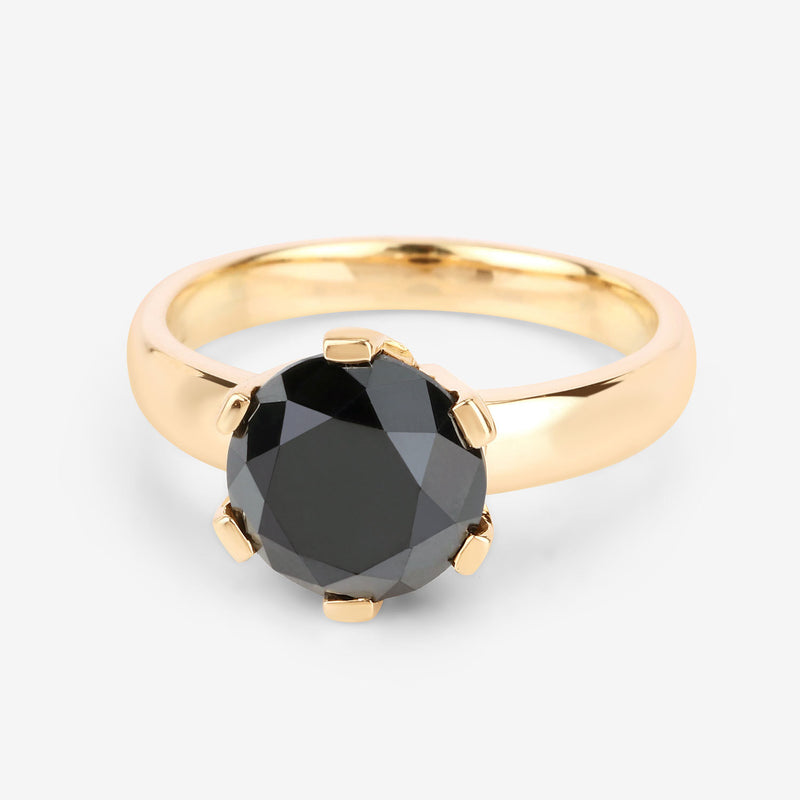 3.99 Carat Genuine Black Diamond 14K Yellow Gold Ring