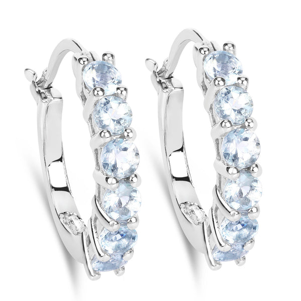 1.20 Carat Genuine Aquamarine .925 Sterling Silver Earrings