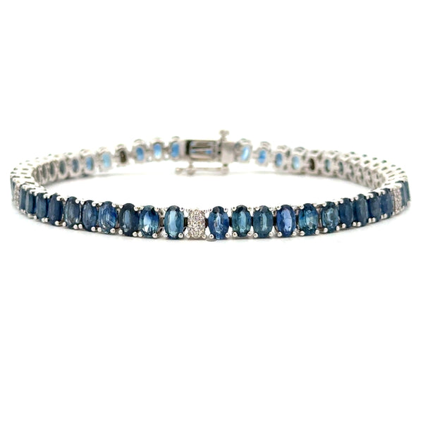 Sapphire Diamond Tennis Bracelet 14KT White Gold