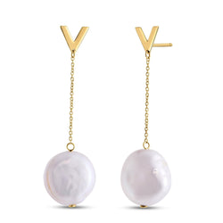 14k Yellow Gold Tesoro Pearl Drop Earrings