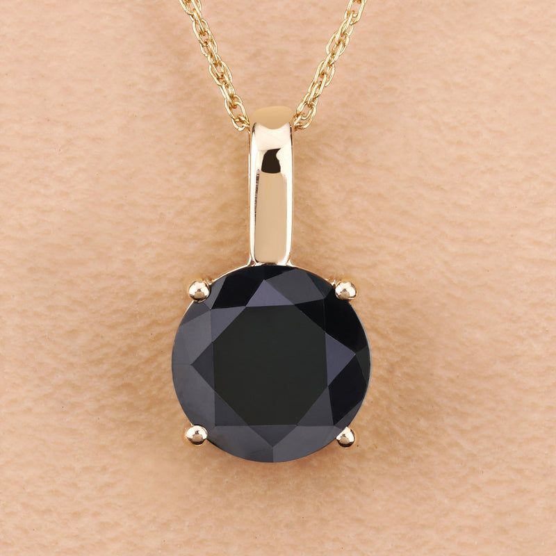 3.47 Carat Genuine Black Diamond 14K Yellow Gold Pendant