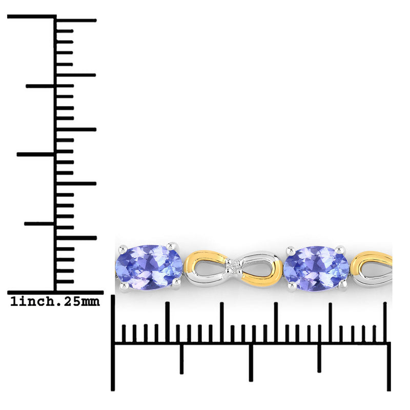 1.81 Carat Genuine Tanzanite and White Topaz .925 Sterling Silver Bracelet