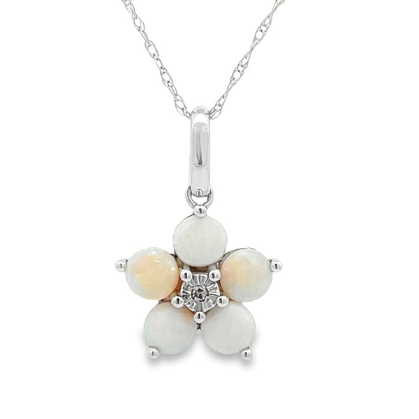 Natural .01ct Opal Diamond Star Pnd 14KT White Gold