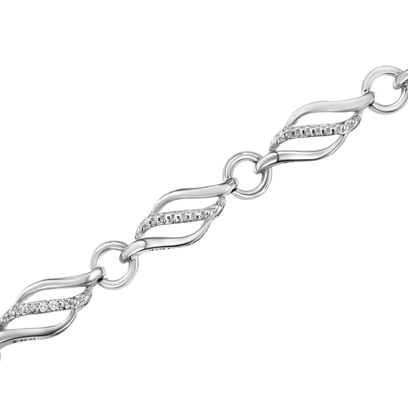 .925 Sterling Silver Diamond Accent Triple Weave Link Bracelet (I-J Color, I3 Clarity) - 7.25 Inch