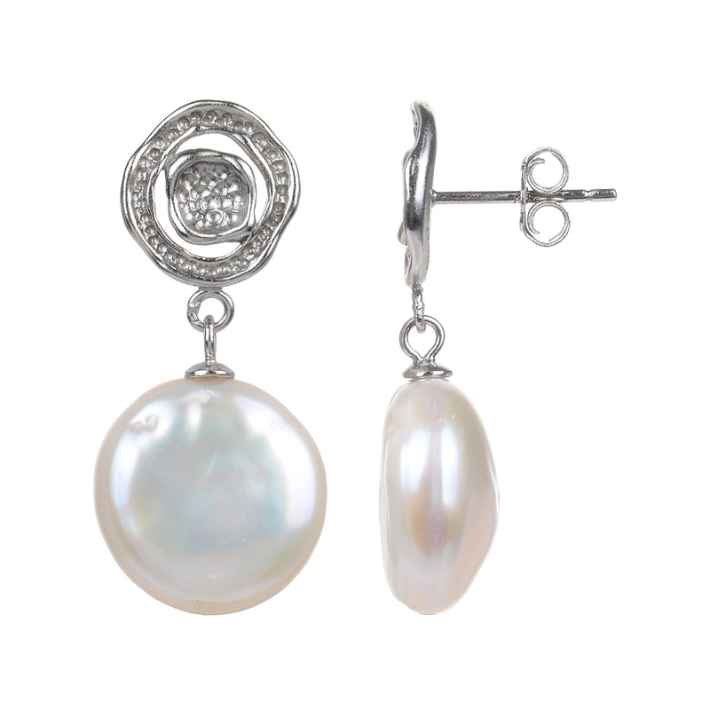 V3 Jewelry Sterling Silver with Cultured Pearl Drop Earrings