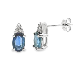 1.19ct Sapphire Diamond Earrings 10KT White Gold