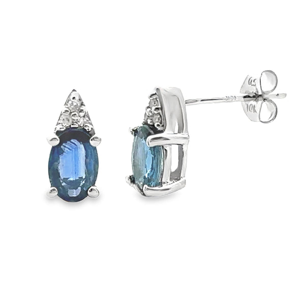 1.19ct Sapphire Diamond Earrings 10KT White Gold