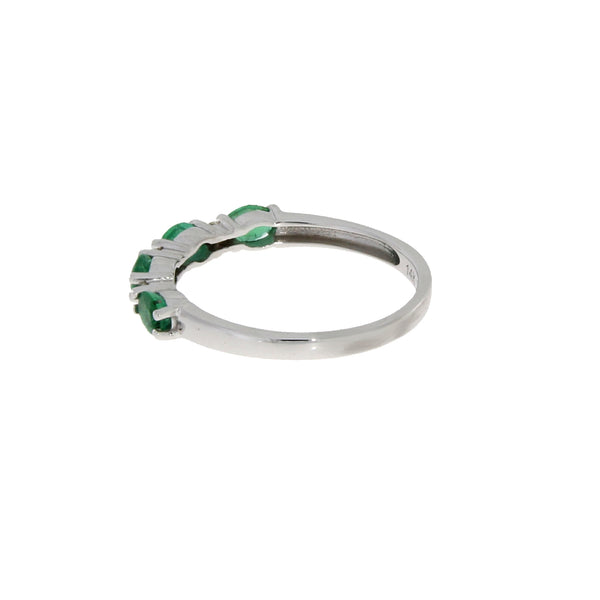 Emerald Diamond Wedding Band Ring 14KT White Gold