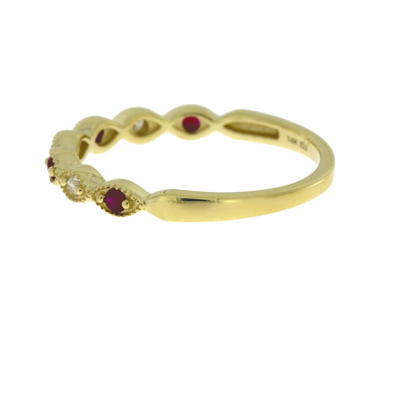 .15ct Ruby Diamond Wedding Band Ring 14KT Yellow Gold