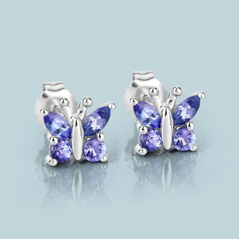 0.96 Carat Genuine Tanzanite .925 Sterling Silver Earrings