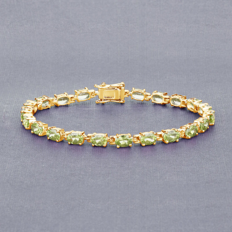 8.61 Carat Genuine Peridot .925 Sterling Silver Bracelet