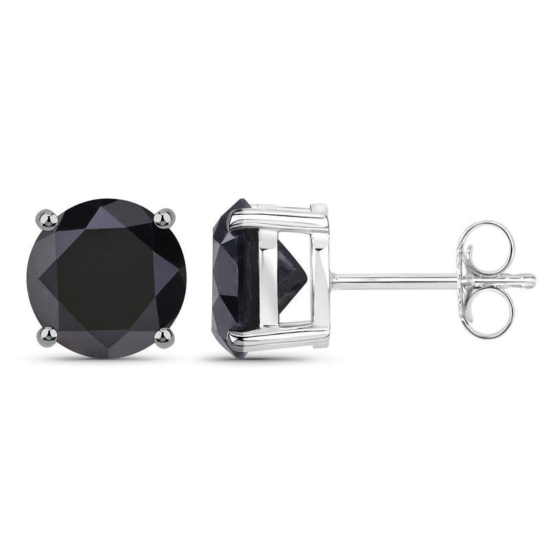 2.73 Carat Genuine Black Diamond 14K White Gold Earrings