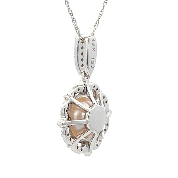 .20ct FW Pearl Diamond Fashion Pendants 14KT White Gold