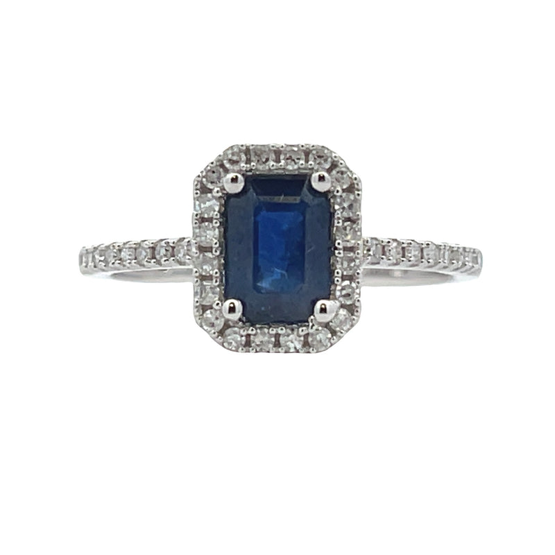 Genuine 1.35ct Sapphire Diamond Ring 14KT White Gold