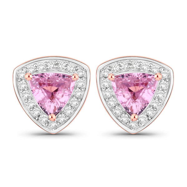 1.05 Carat Genuine Pink Sapphire and White Diamond 14K Rose Gold Earrings