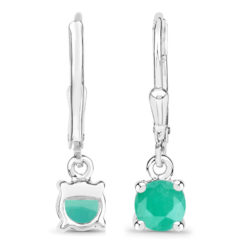 0.92 Carat Genuine Emerald .925 Sterling Silver Earrings