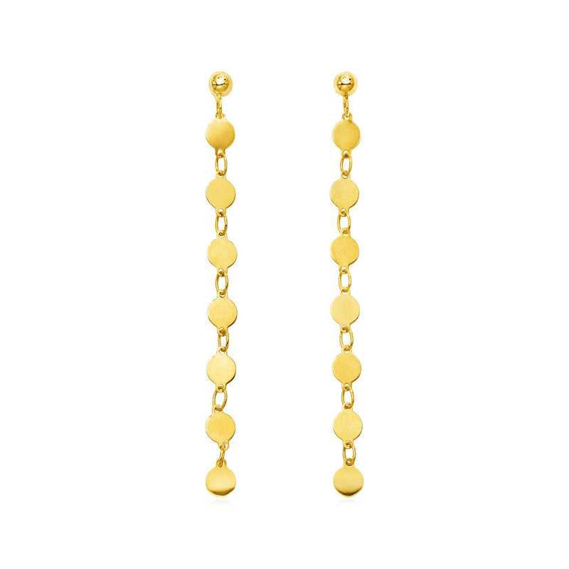 14k Yellow Gold Post Dangle Earrings with Polished Circles