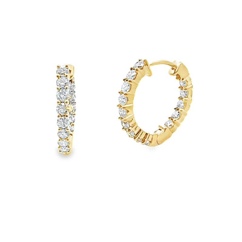 Natural 1.00ct Diamond Hoop Earrings 14KT Yellow Gold