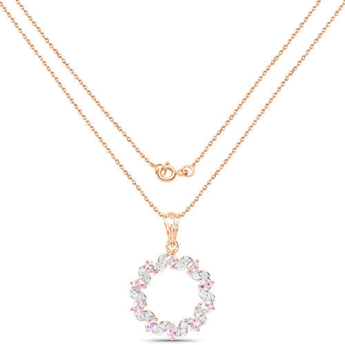 1.00 Carat Genuine Morganite and White Topaz .925 Sterling Silver Pendant