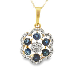 Sapphire Diamond Fashion Pendants 10KT Yellow Gold