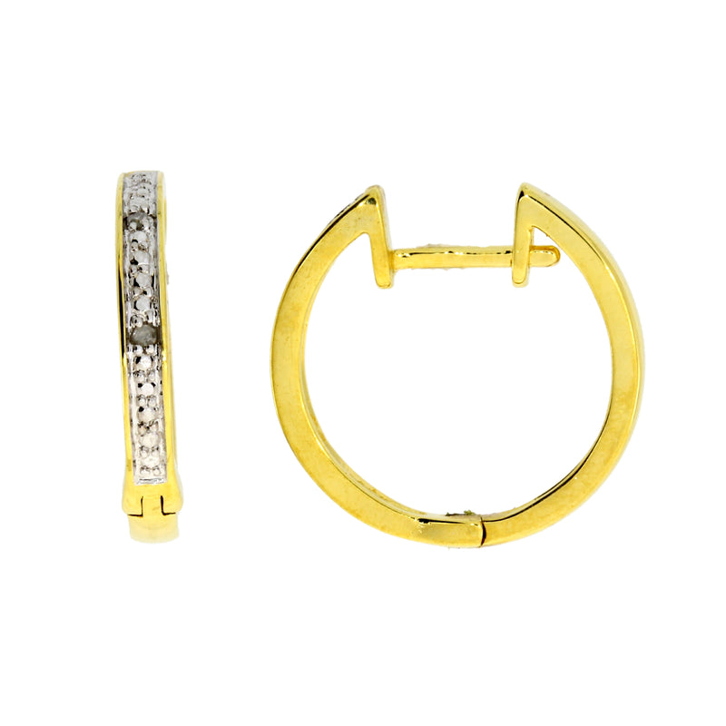 Genuine .06ct Diamond Hoop Earrings Brass