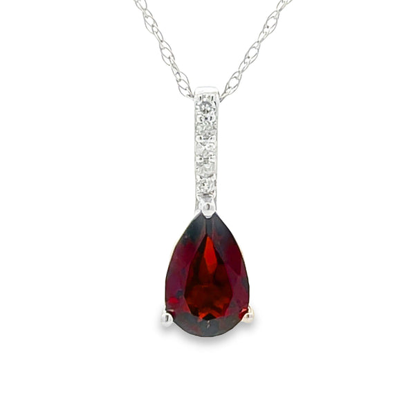 .88ct Garnet Diamond Fashion Pendants 14KT White Gold