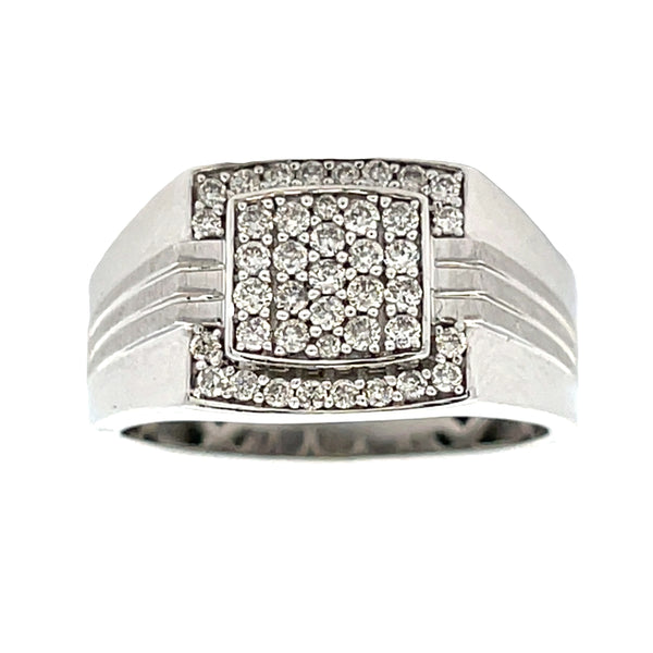 Natural .50ct Diamond Mens Ring 10KT White Gold