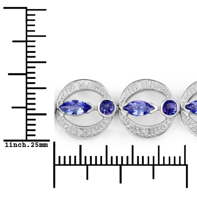 1.70 Carat Genuine Tanzanite and White Diamond .925 Sterling Silver Bracelet