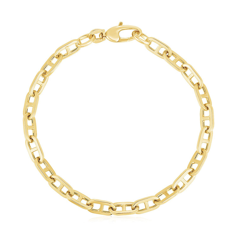 14k Yellow Gold High Polish Mariner Link Bracelet (5.1mm)